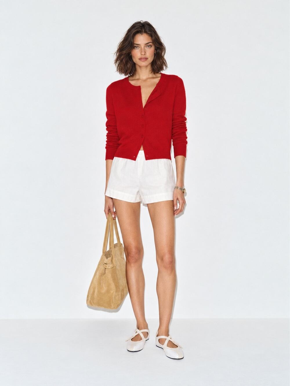 NWT Reformation Clara Cashmere Crew Cardigan Cherry Small